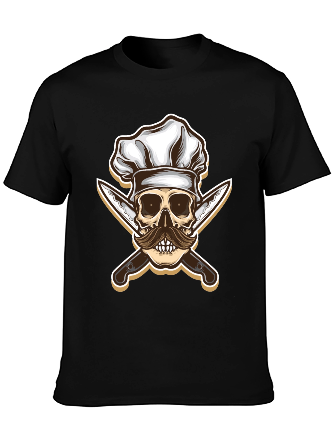 Chef Skull & Knives Graphic T-Shirt - Black