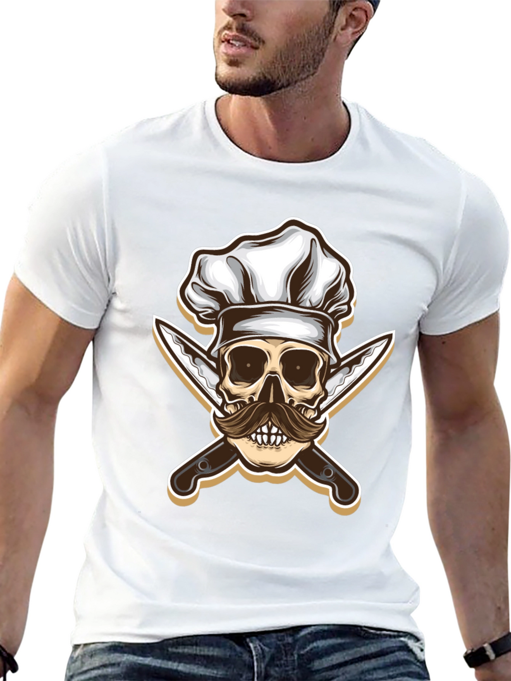 Chef Skull & Knives Graphic T-Shirt - Black