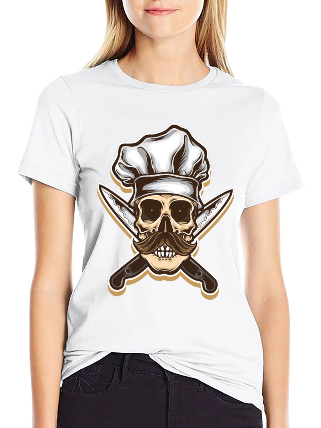 Chef Skull & Knives Graphic T-Shirt - Black