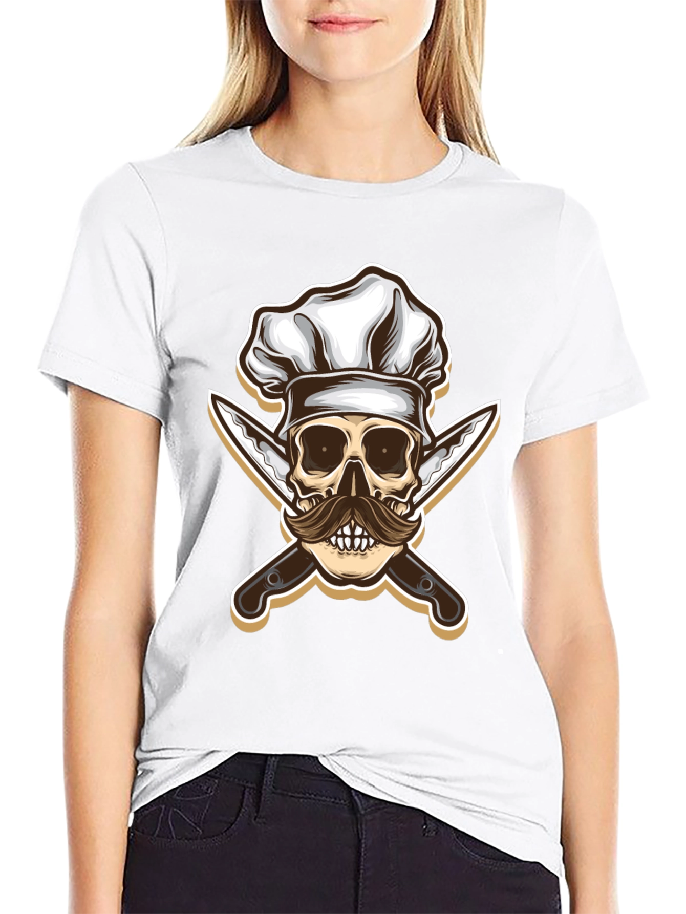 Chef Skull & Knives Graphic T-Shirt - Black