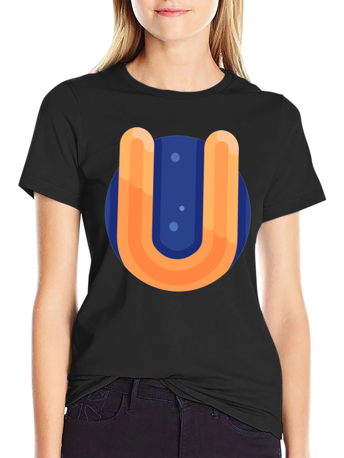 Retro U Graphic Black T-Shirt