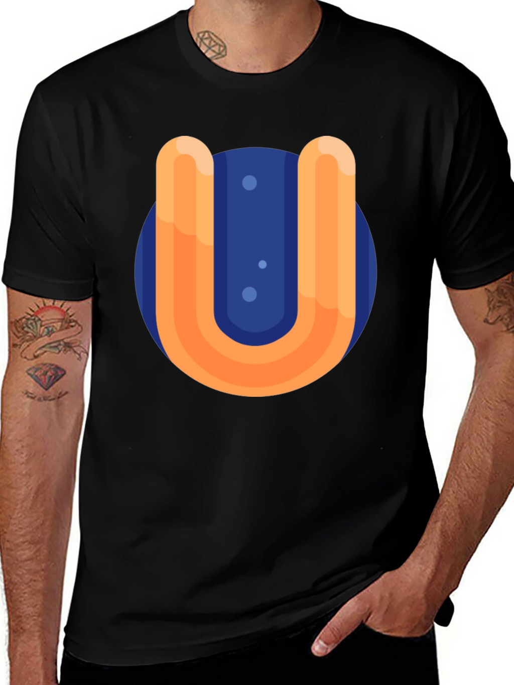 Retro U Graphic Black T-Shirt