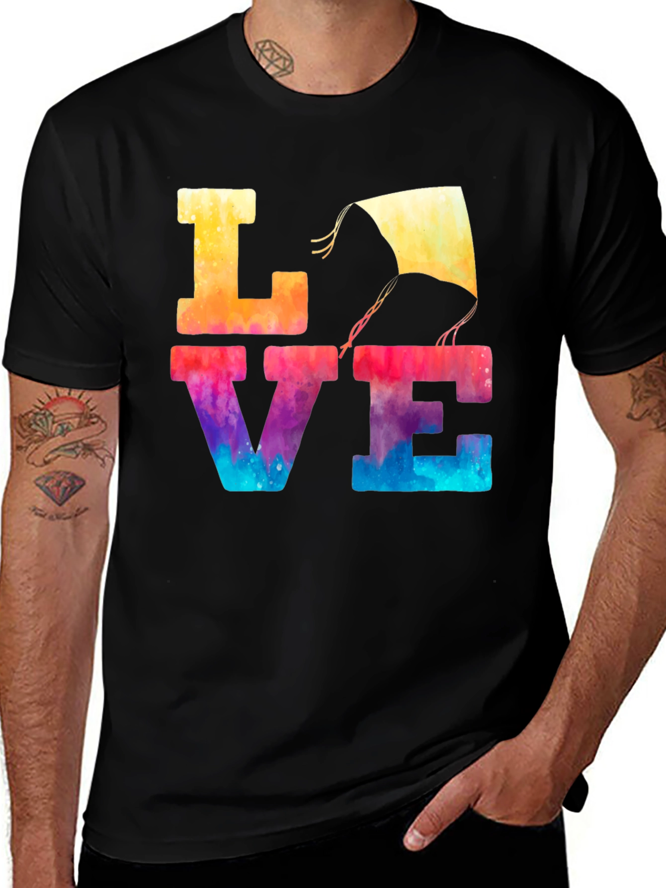 Colorful LOVE Kite Graphic T-Shirt