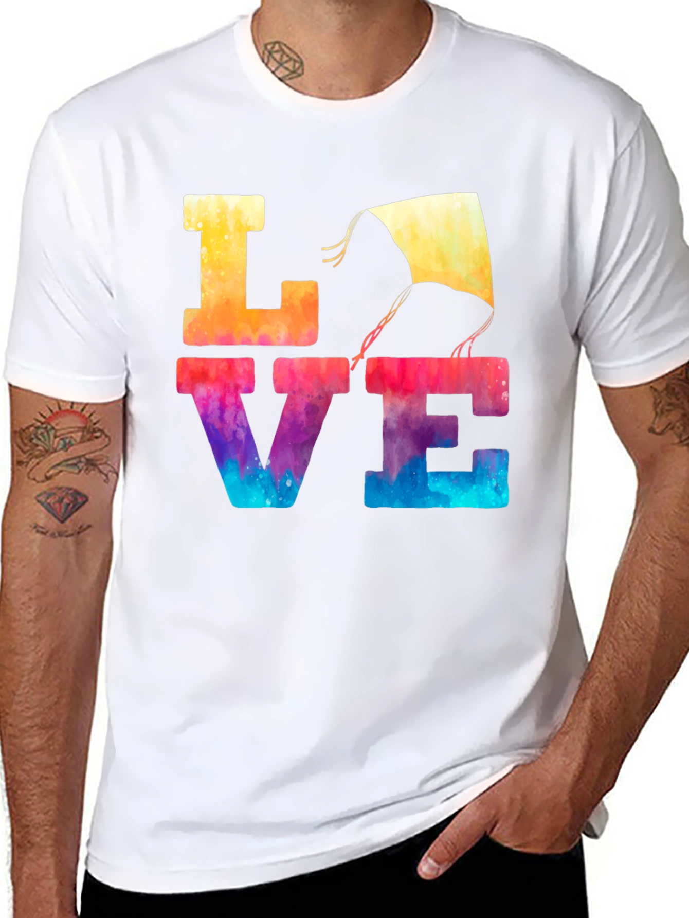 Colorful LOVE Kite Graphic T-Shirt