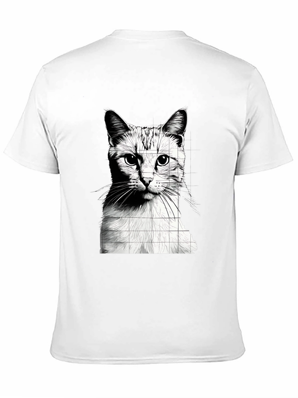 Cat Grid Graphic Tee - Stylish Black T-Shirt