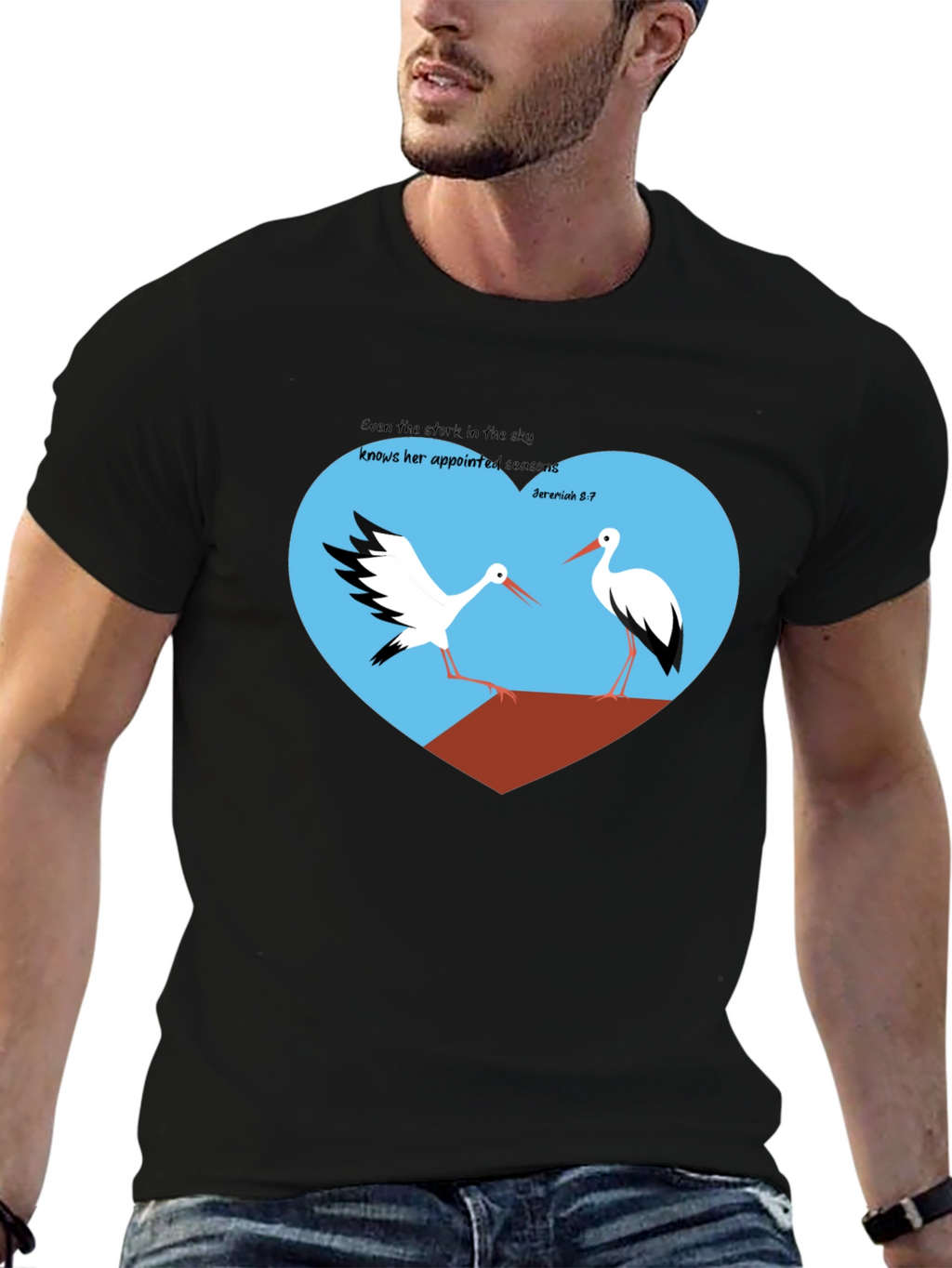 Stork Heart Graphic Tee - Jeremiah 8:7