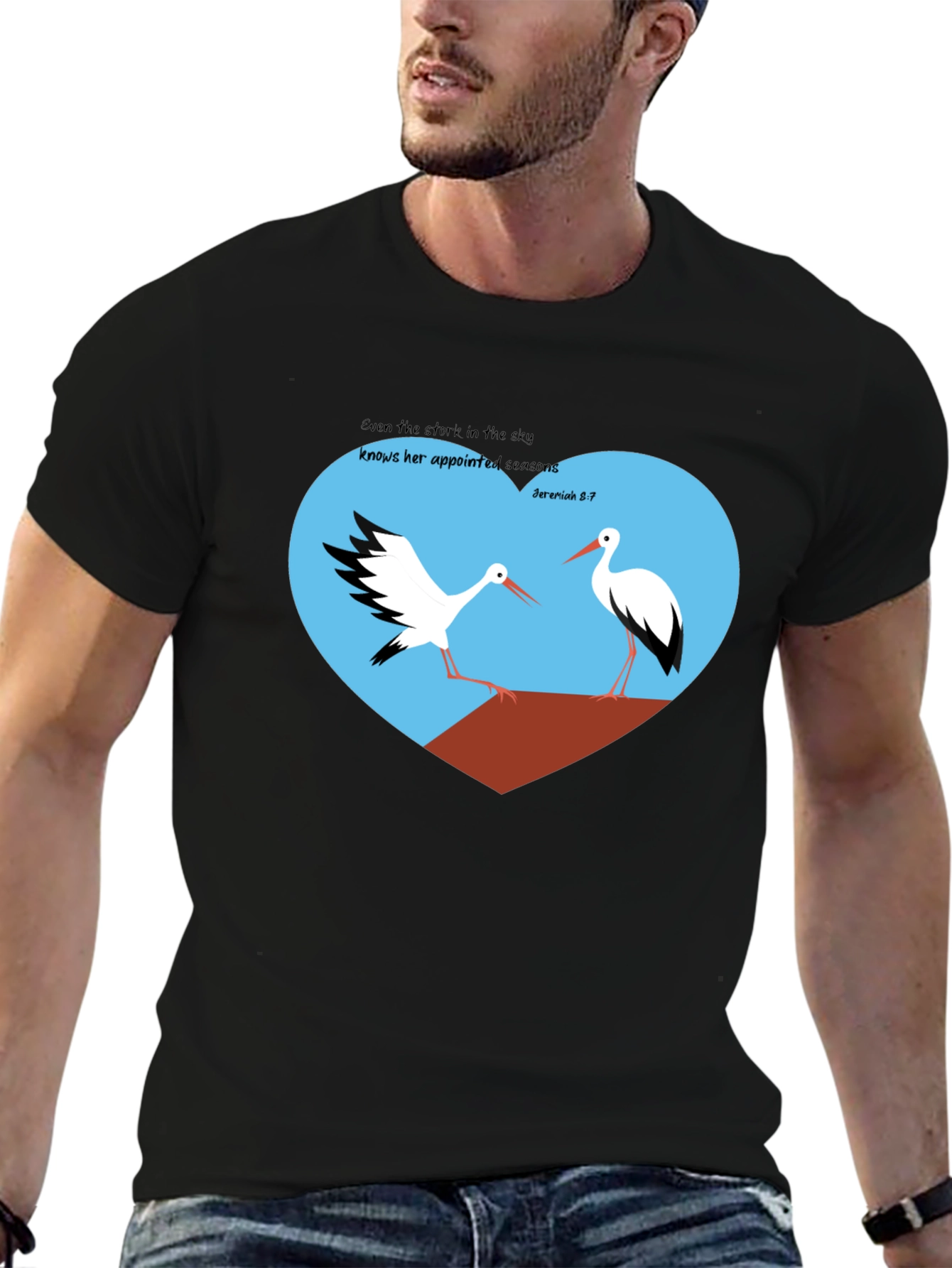 Stork Heart Graphic Tee - Jeremiah 8:7