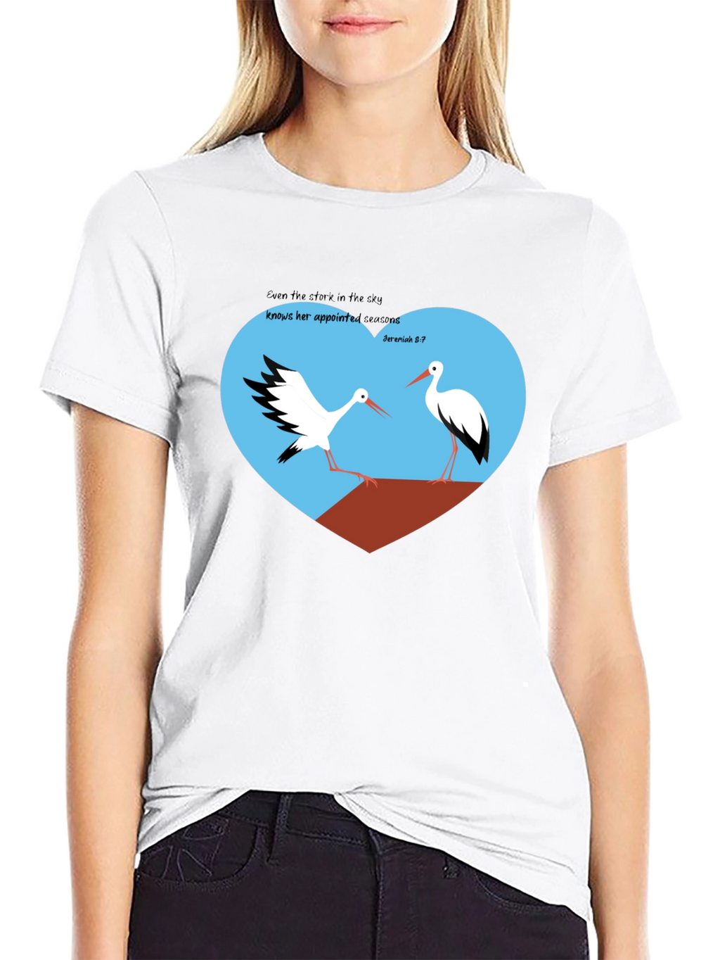 Stork Heart Graphic Tee - Jeremiah 8:7
