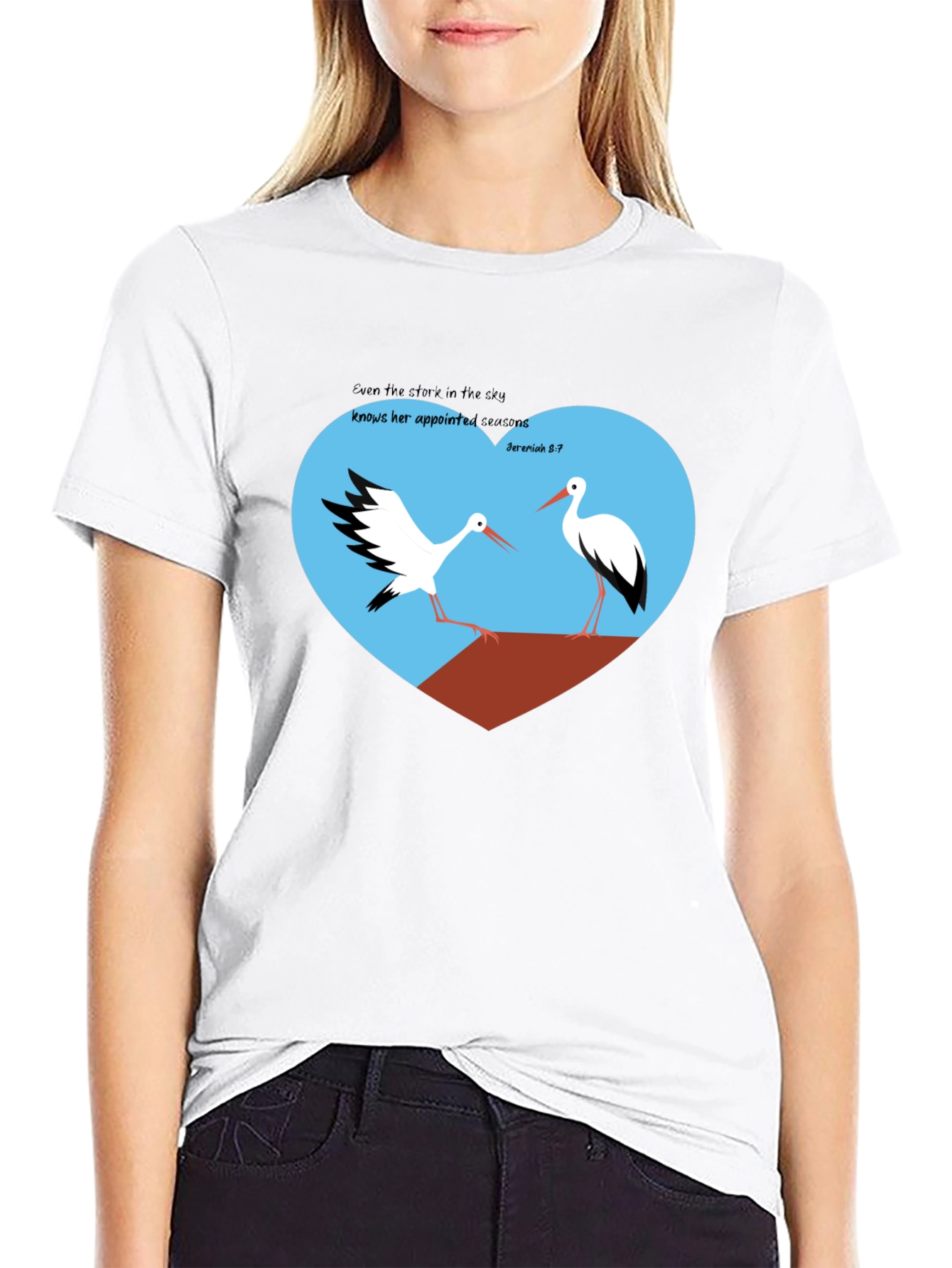 Stork Heart Graphic Tee - Jeremiah 8:7