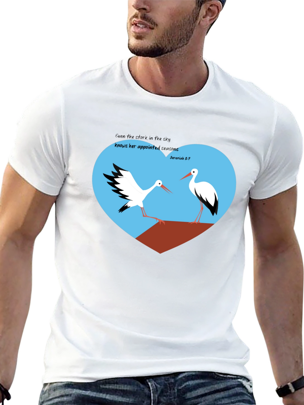 Stork Heart Graphic Tee - Jeremiah 8:7