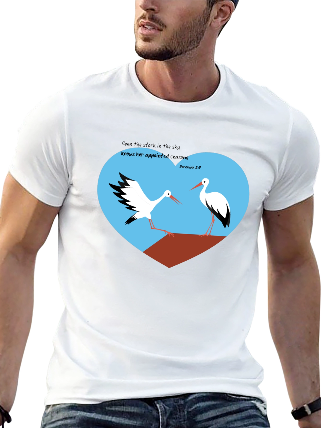 Stork Heart Graphic Tee - Jeremiah 8:7