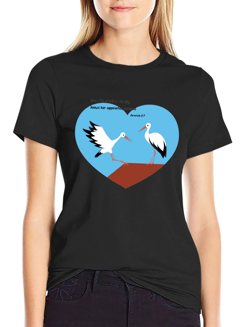 Stork Heart Graphic Tee - Jeremiah 8:7