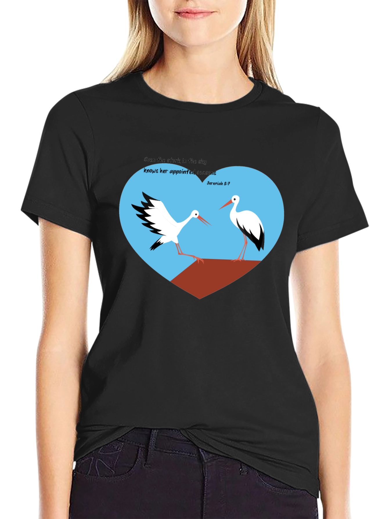 Stork Heart Graphic Tee - Jeremiah 8:7
