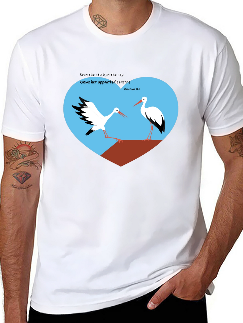 Stork Heart Graphic Tee - Jeremiah 8:7