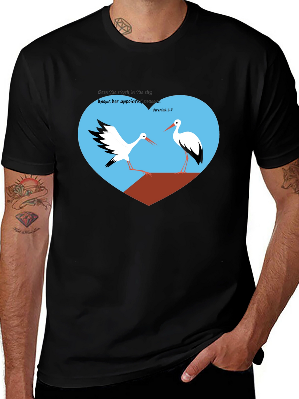 Stork Heart Graphic Tee - Jeremiah 8:7