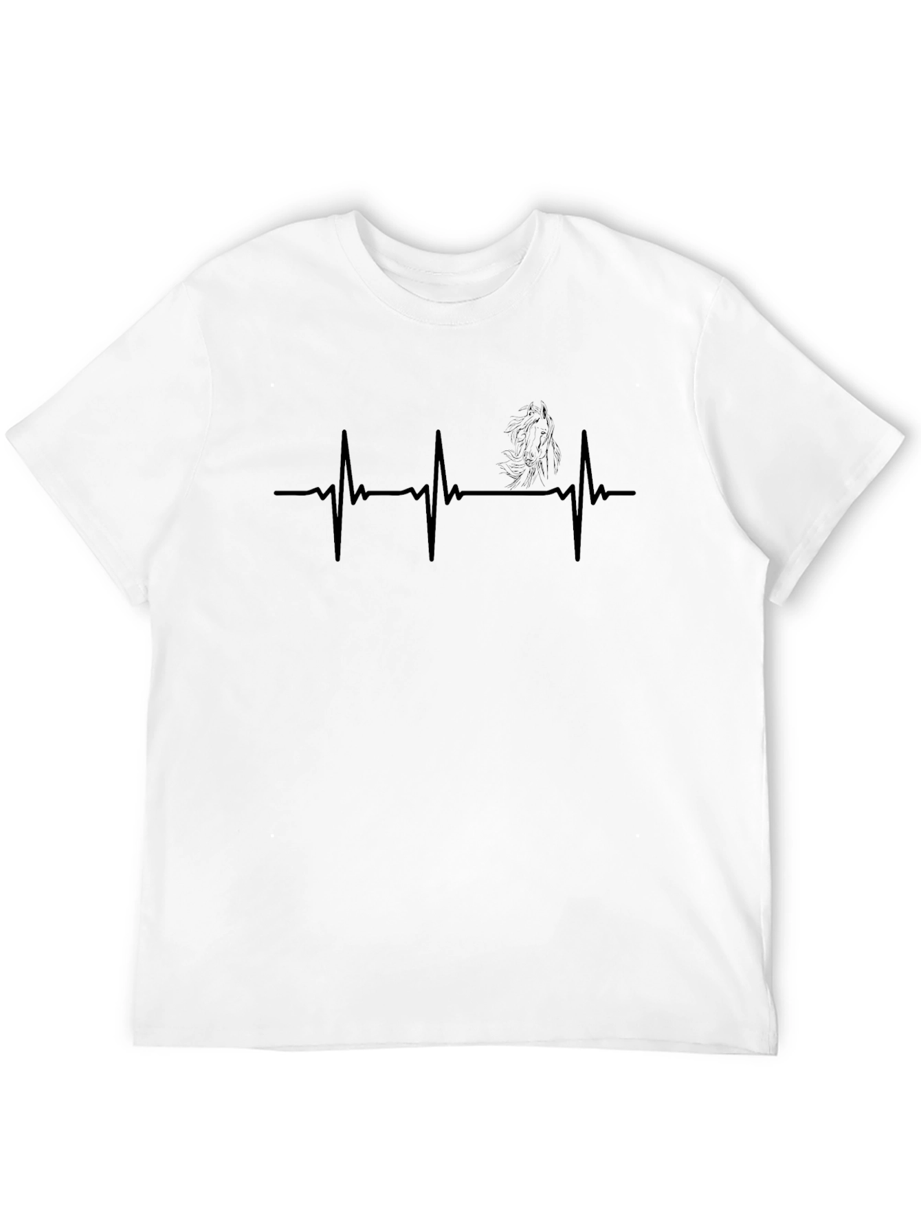 Mens Black Horse Heartbeat Graphic T-Shirt