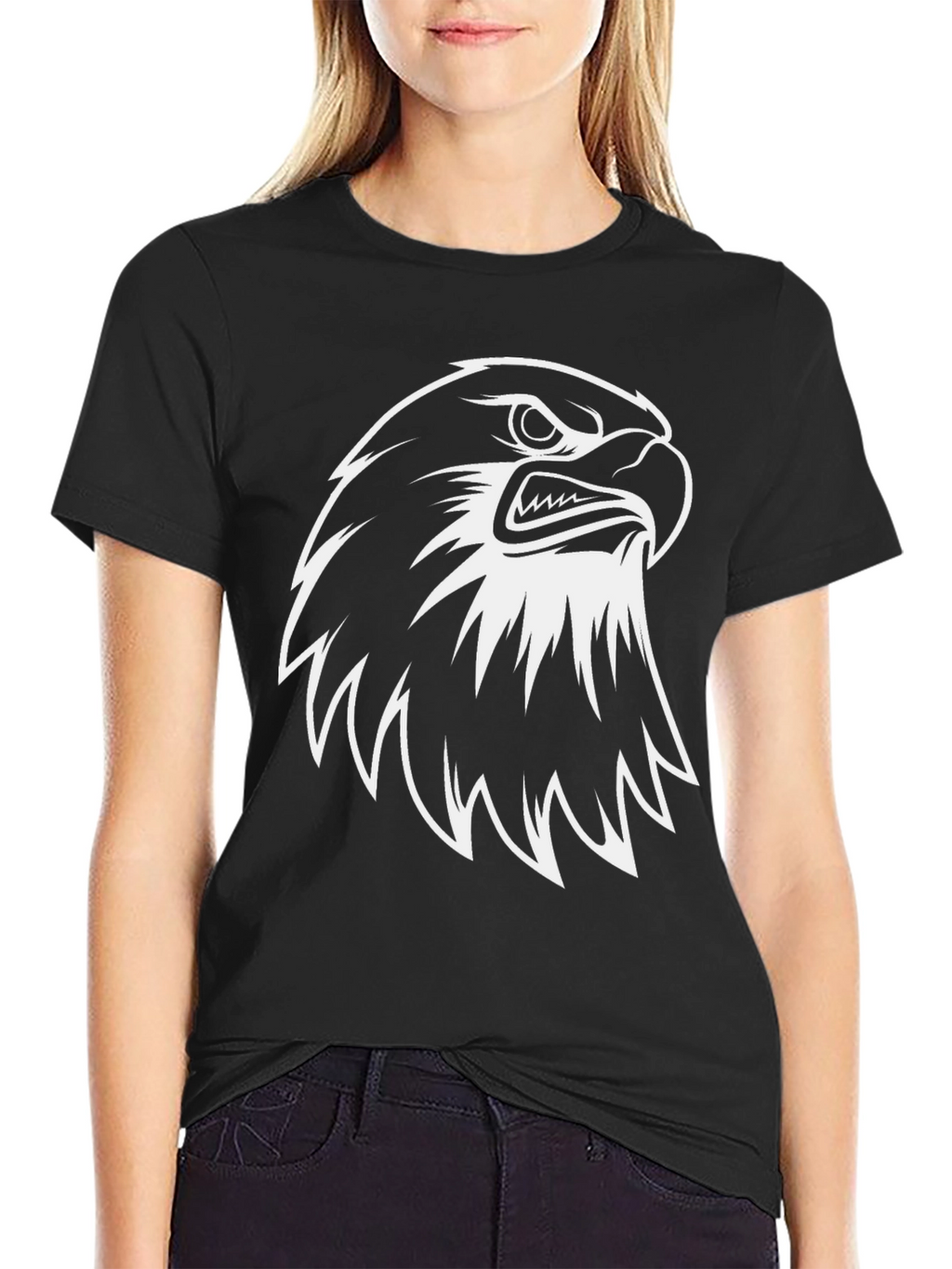 Eagle Graphic Tee - Black Cotton Casual