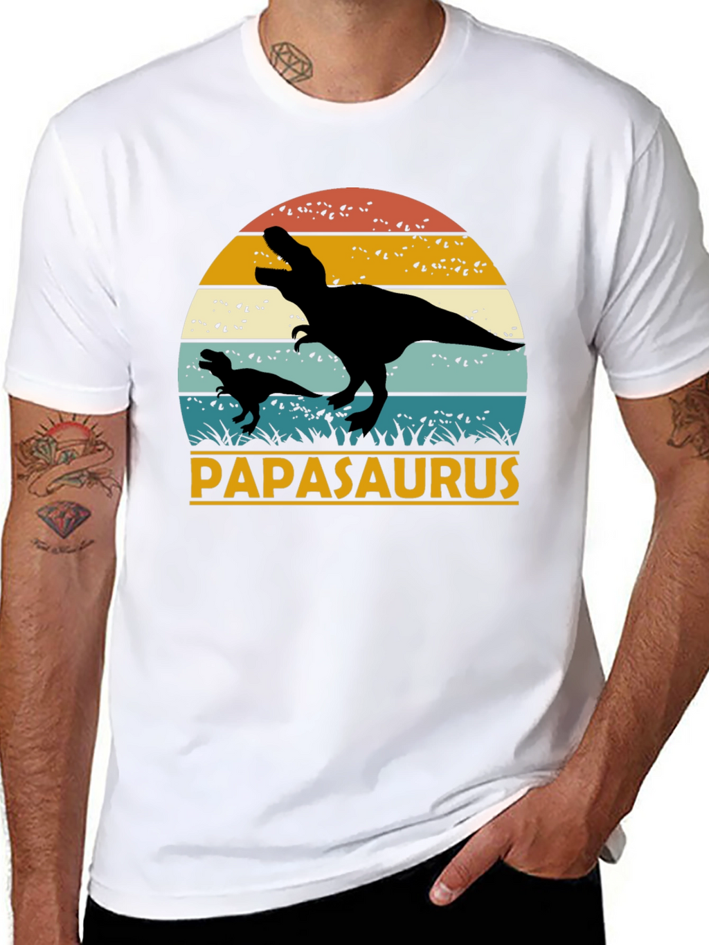 Papasaurus T-Shirt - Retro Dinosaur Dad Tee