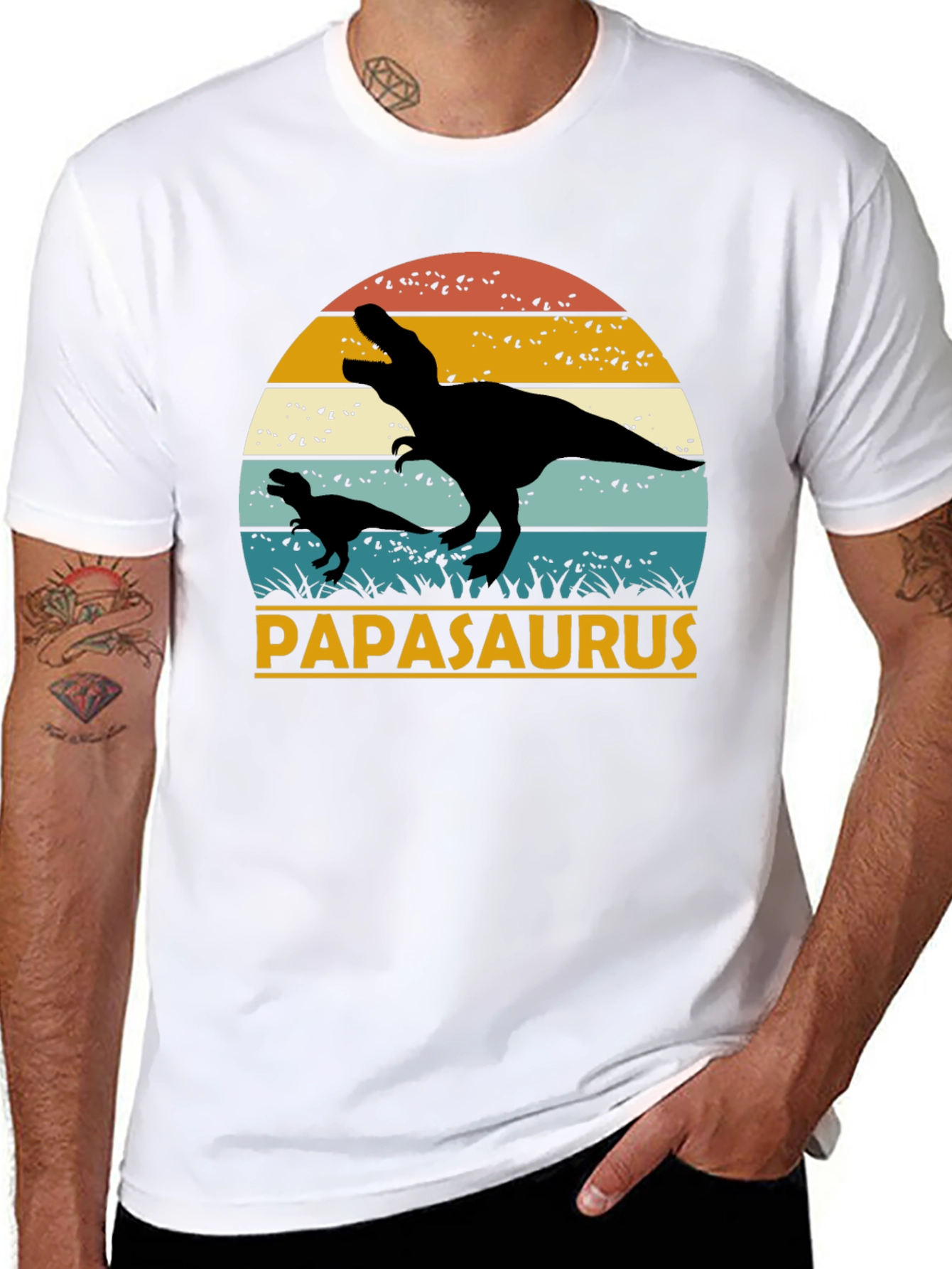 Papasaurus T-Shirt - Retro Dinosaur Dad Tee