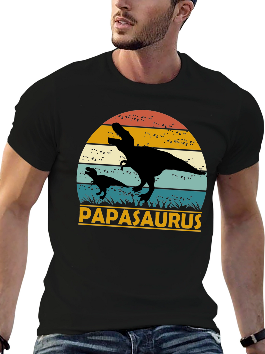 Papasaurus T-Shirt - Retro Dinosaur Dad Tee