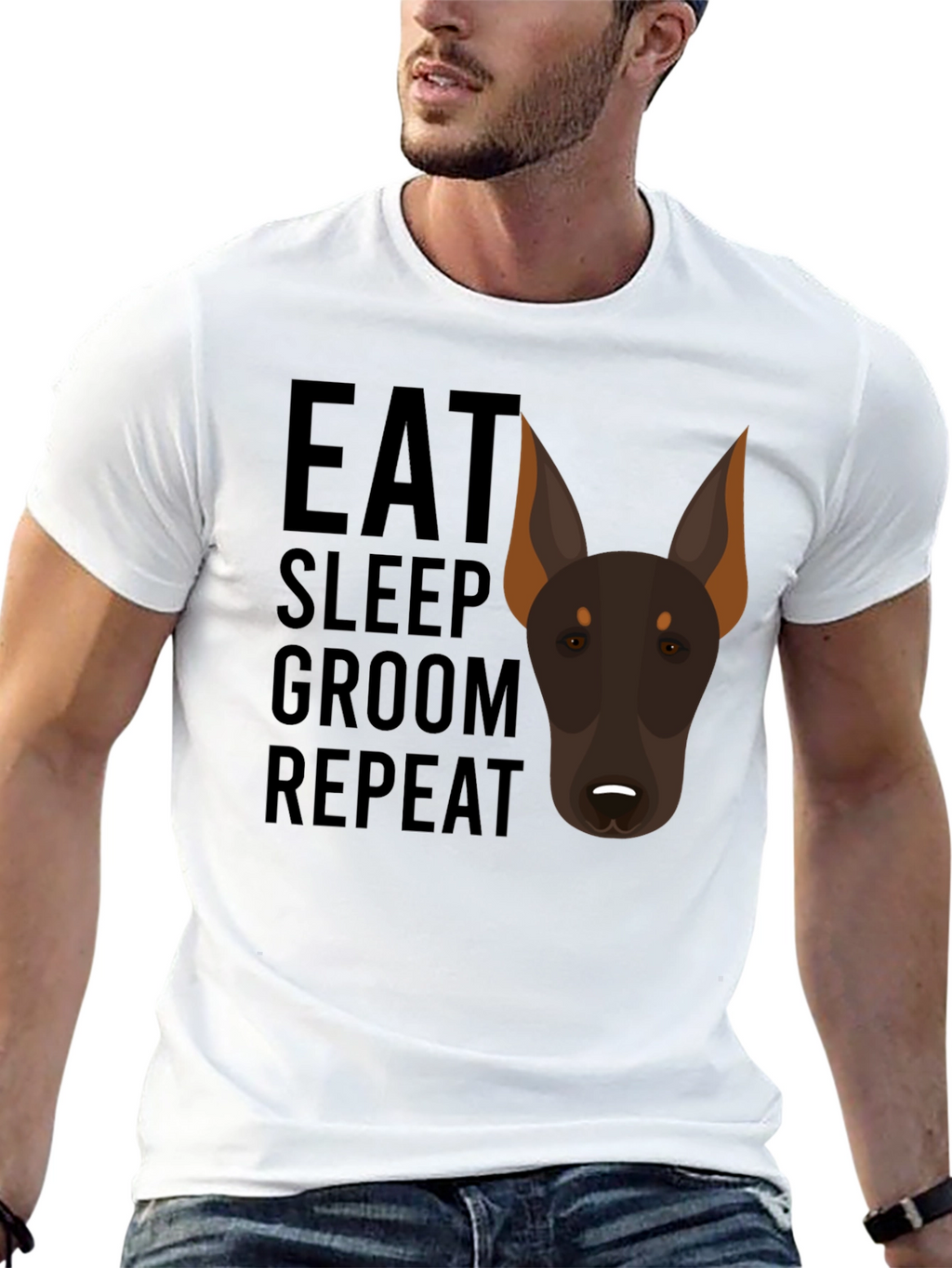 Eat Sleep Groom Repeat Doberman T-Shirt