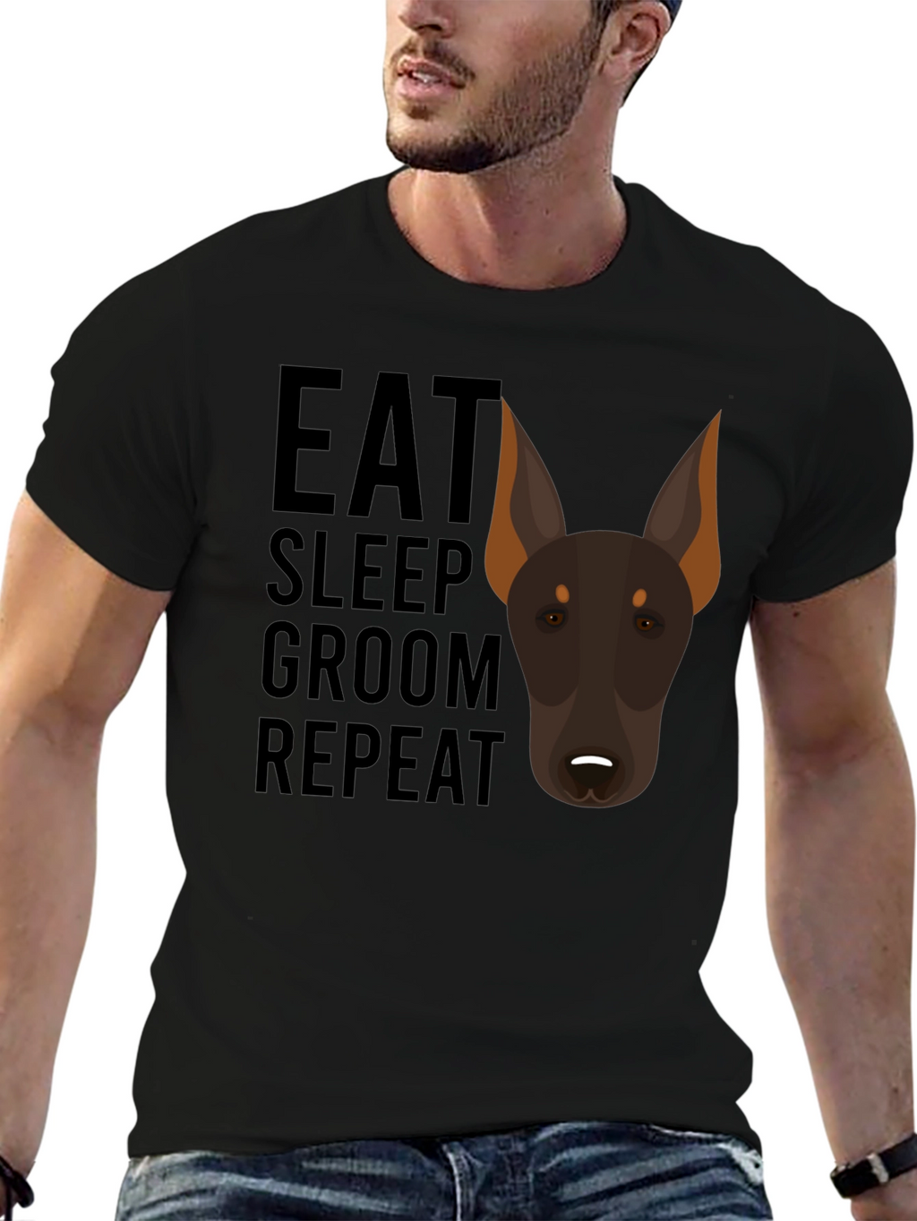 Eat Sleep Groom Repeat Doberman T-Shirt