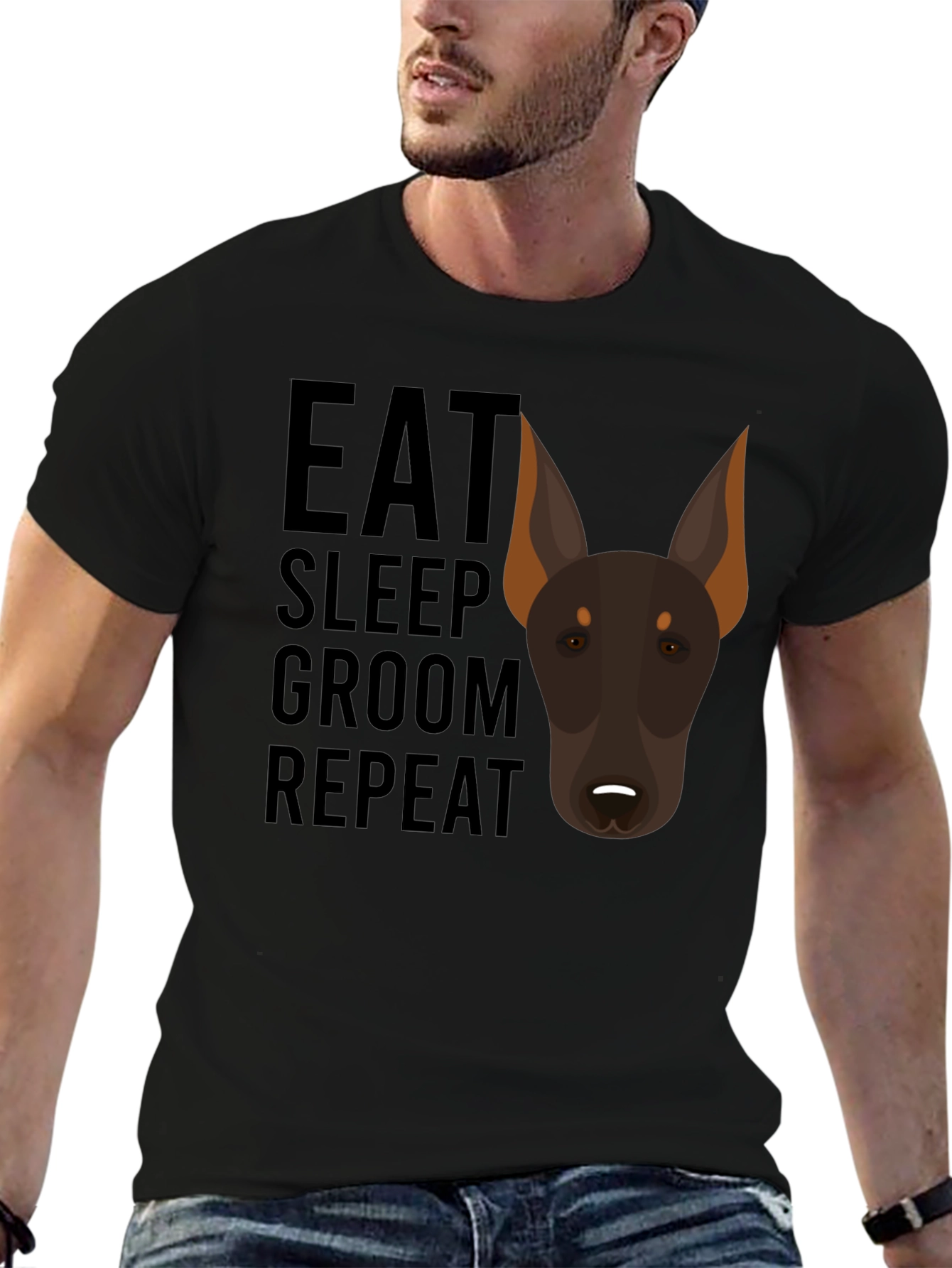 Eat Sleep Groom Repeat Doberman T-Shirt