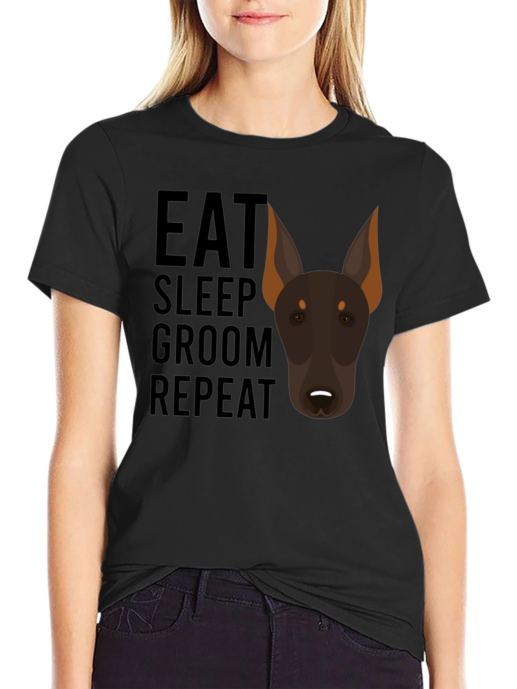 Eat Sleep Groom Repeat Doberman T-Shirt