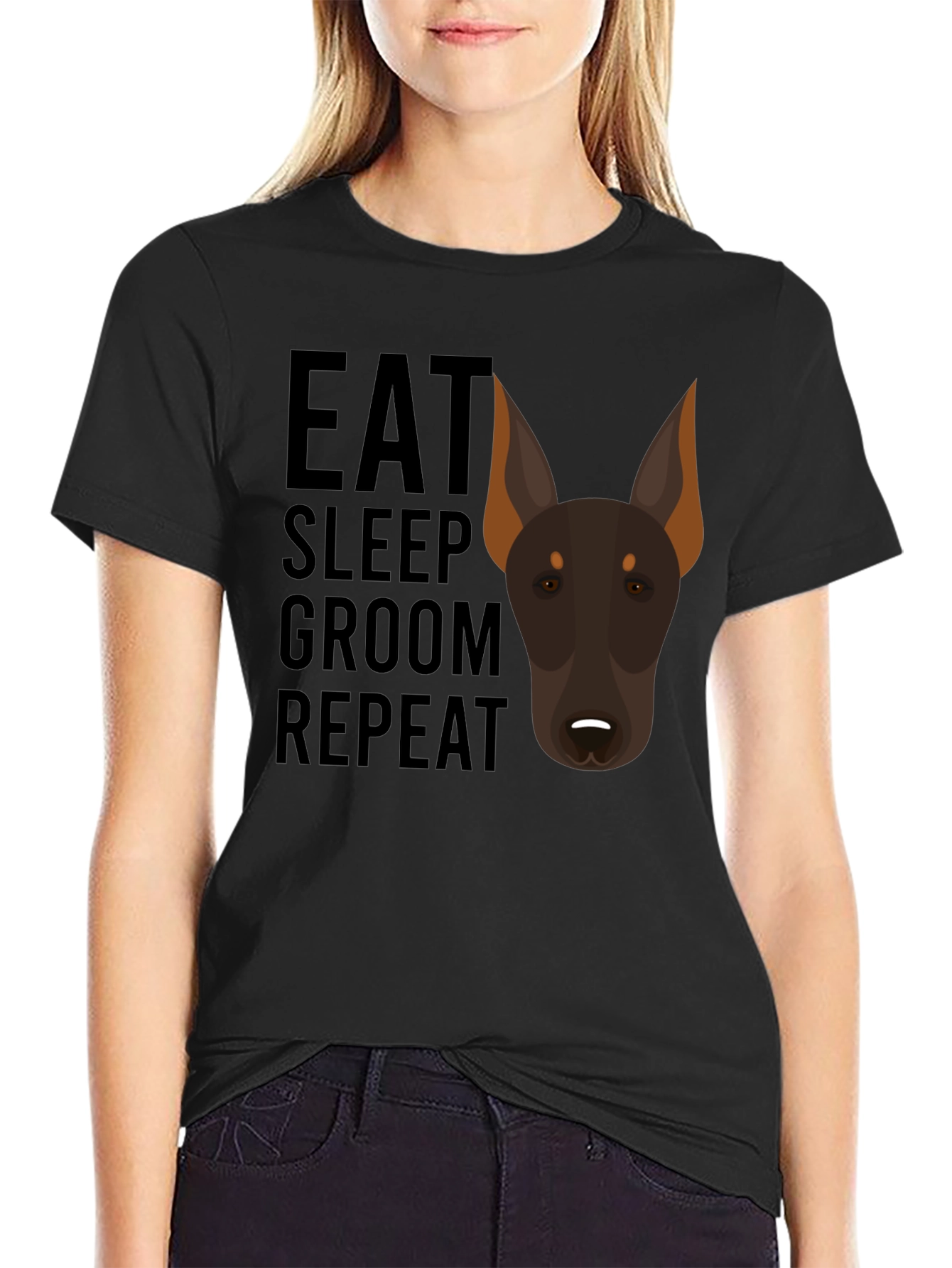 Eat Sleep Groom Repeat Doberman T-Shirt