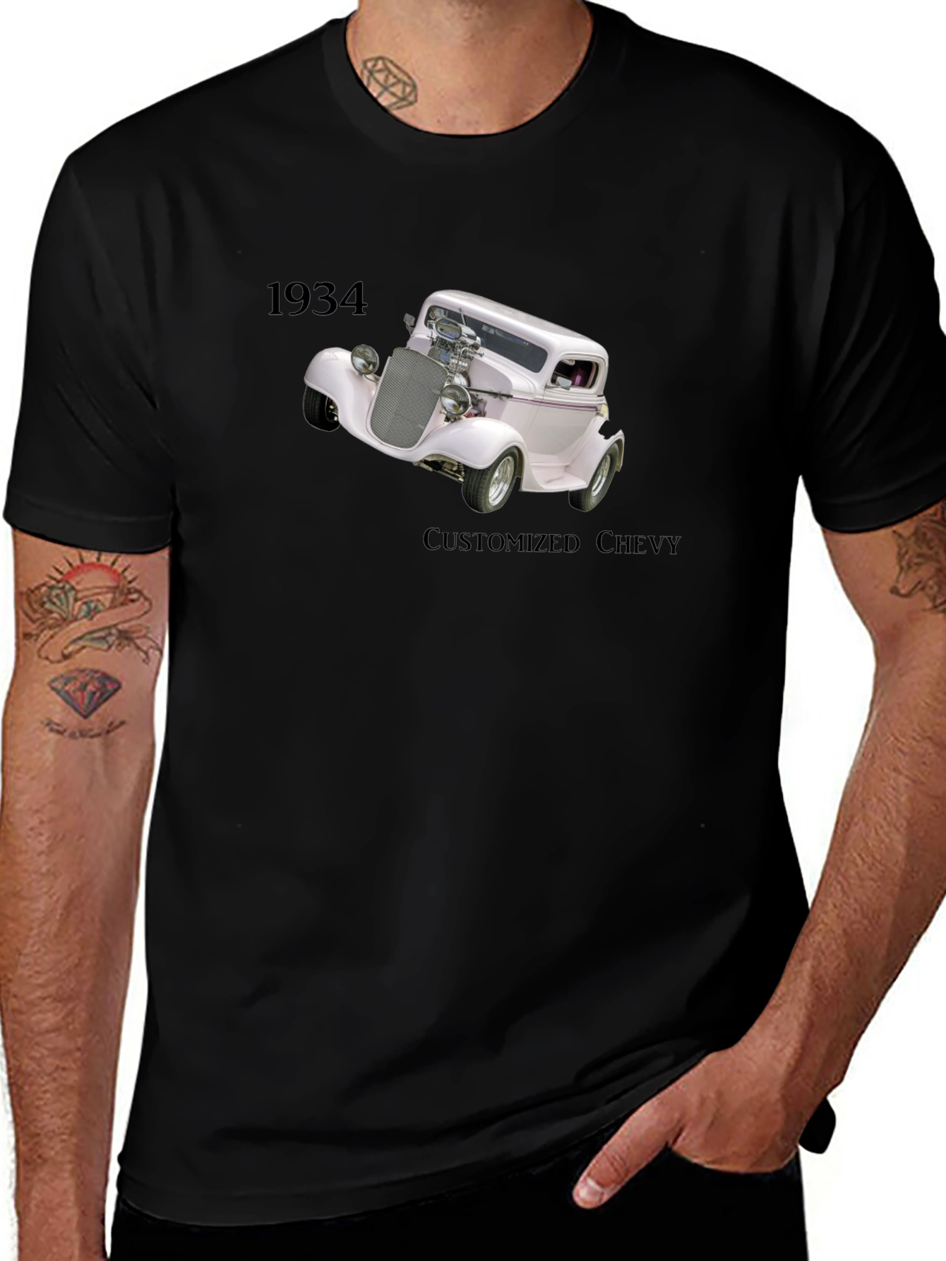 1934 Customized Chevy Black T-Shirt