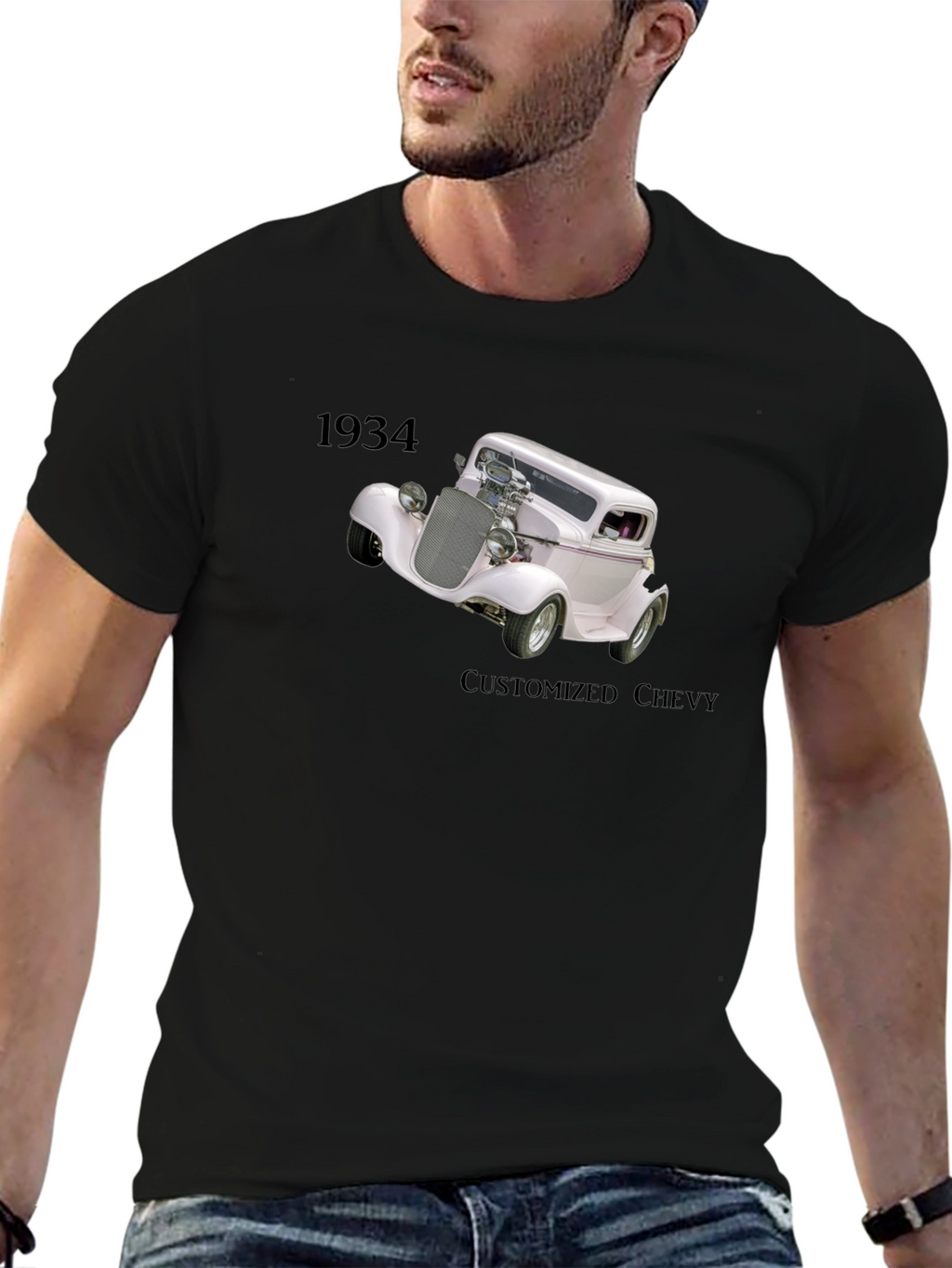 1934 Customized Chevy Black T-Shirt