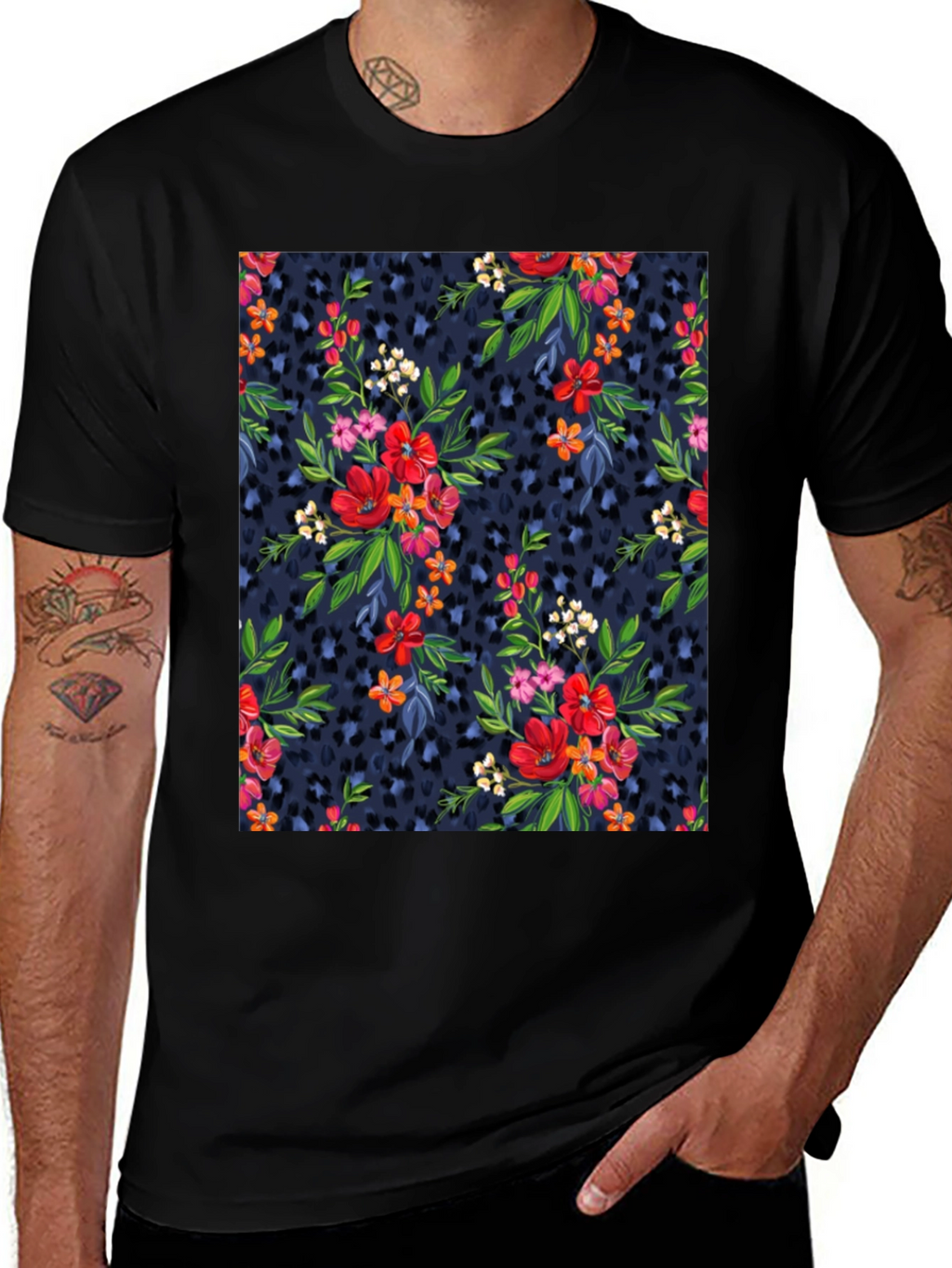 Floral Leopard Print T-Shirt
