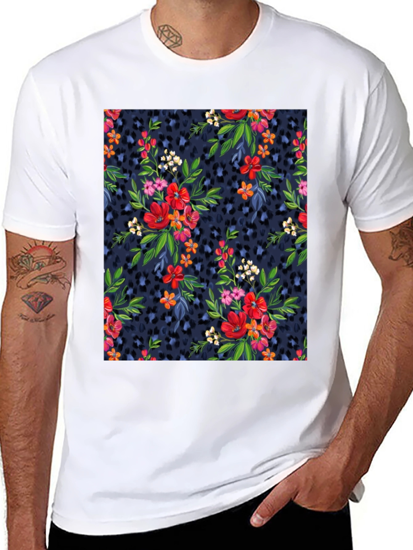 Floral Leopard Print T-Shirt