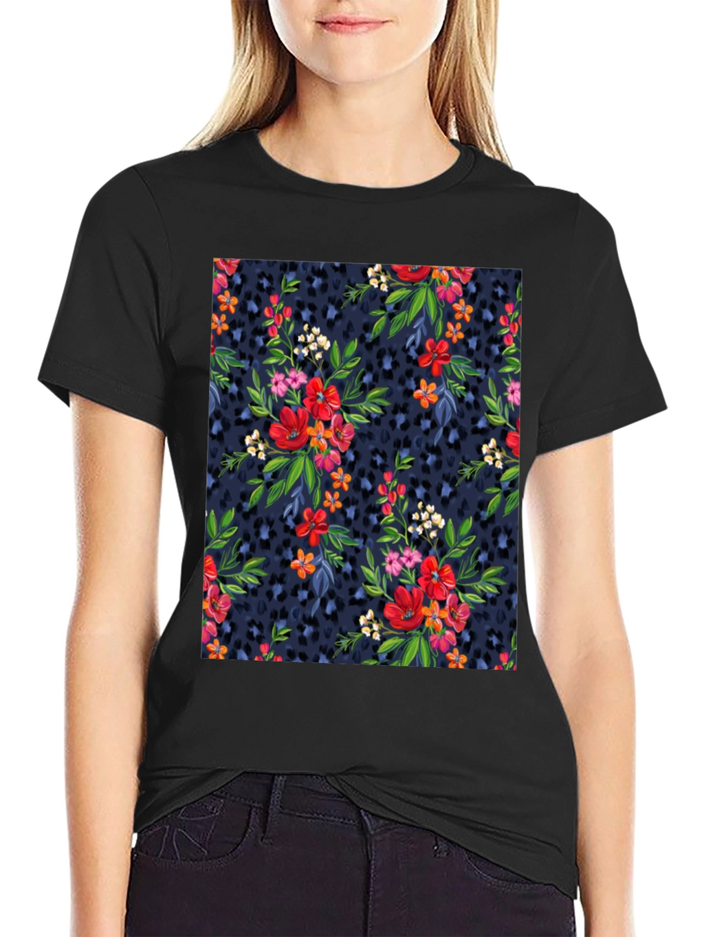 Floral Leopard Print T-Shirt