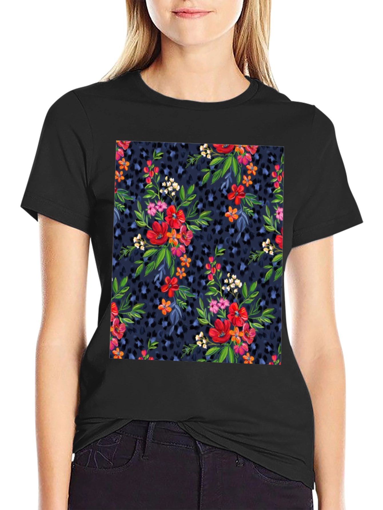 Floral Leopard Print T-Shirt