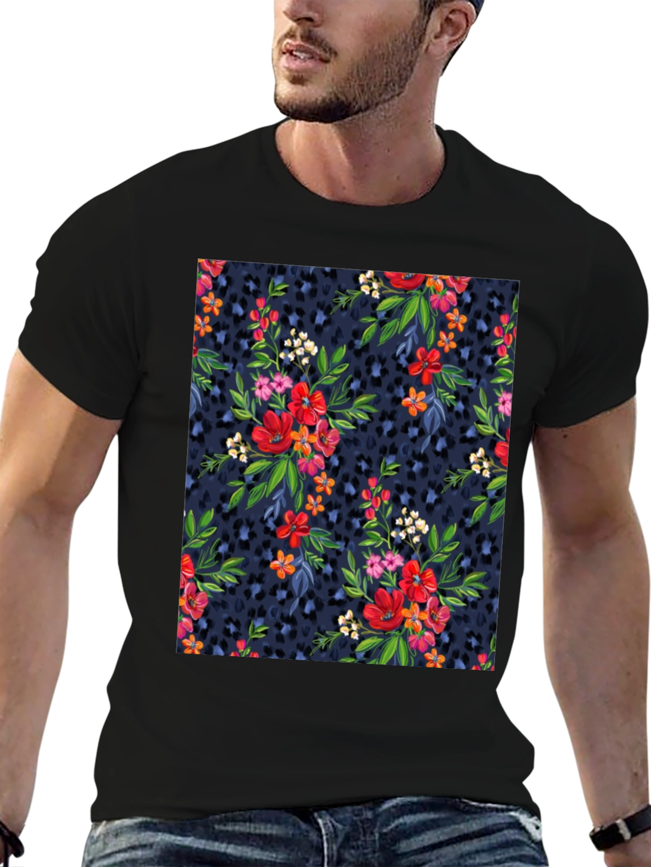 Floral Leopard Print T-Shirt