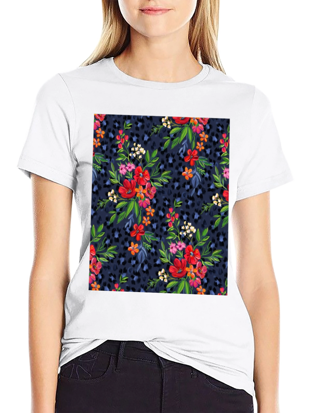 Floral Leopard Print T-Shirt