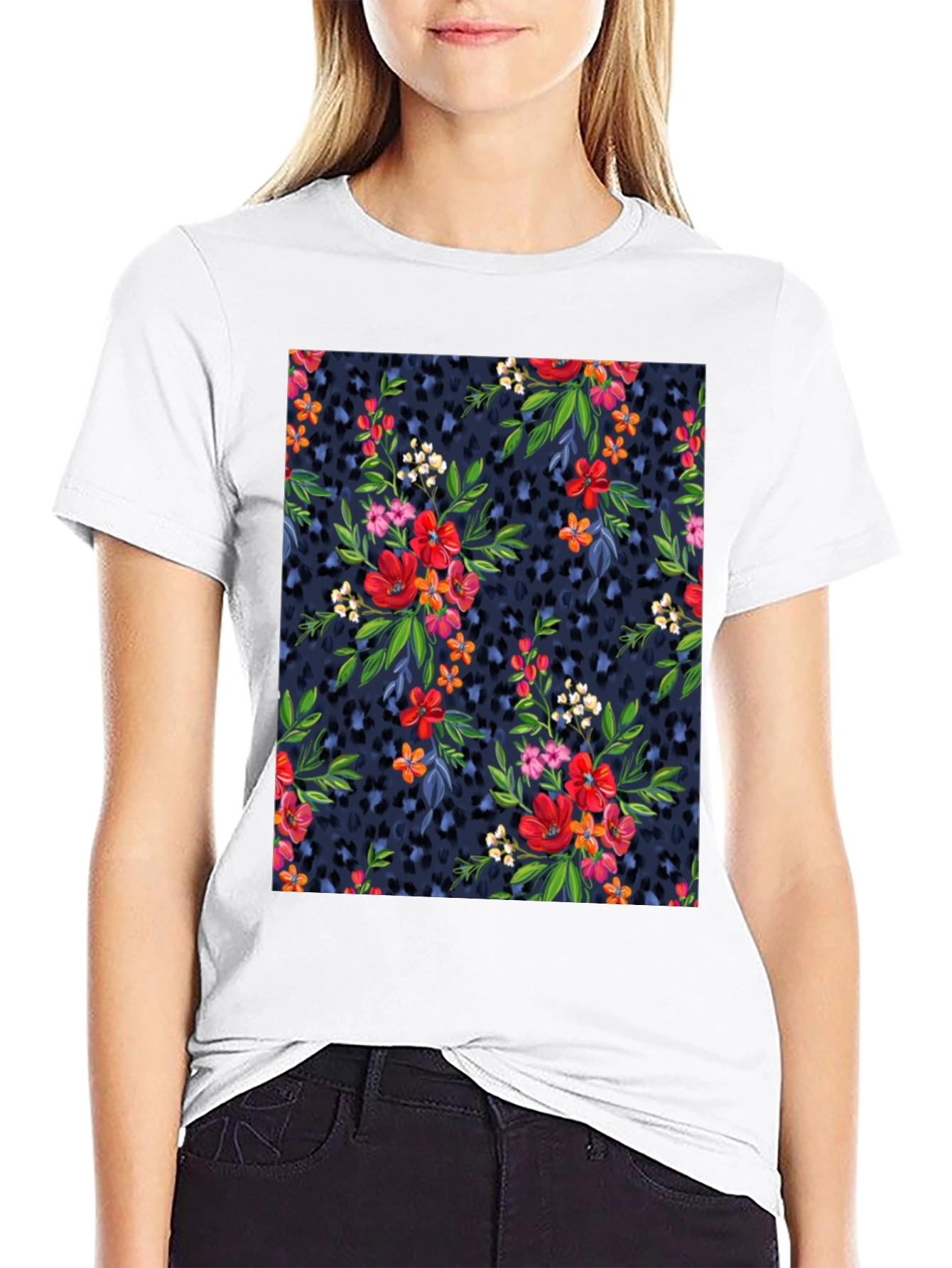 Floral Leopard Print T-Shirt