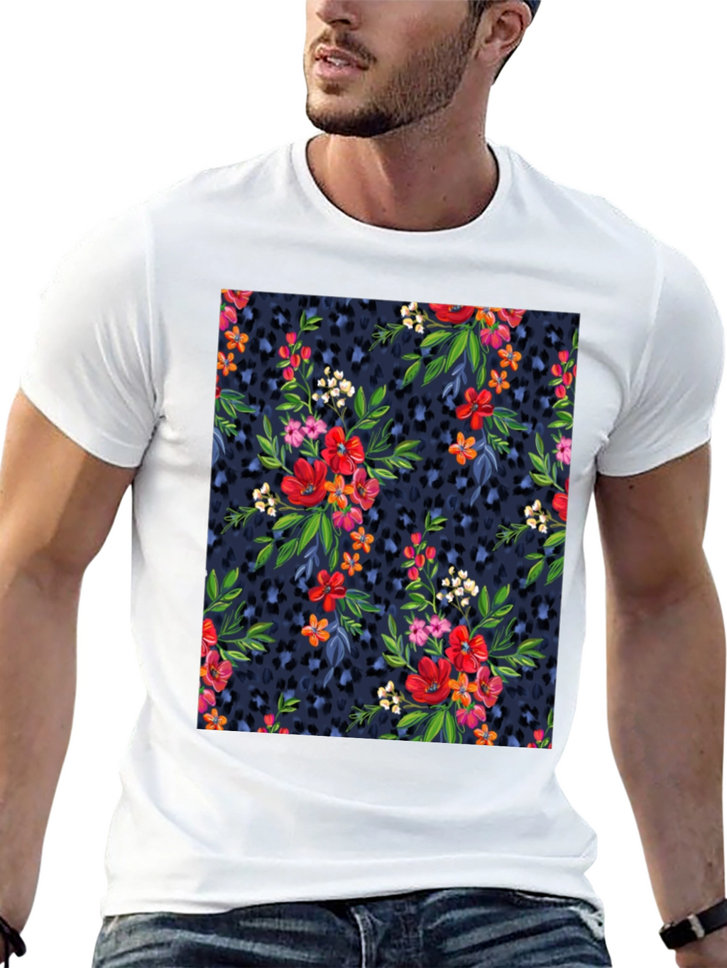 Floral Leopard Print T-Shirt