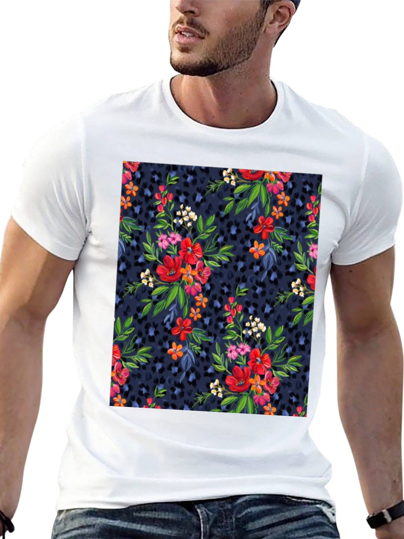 Floral Leopard Print T-Shirt