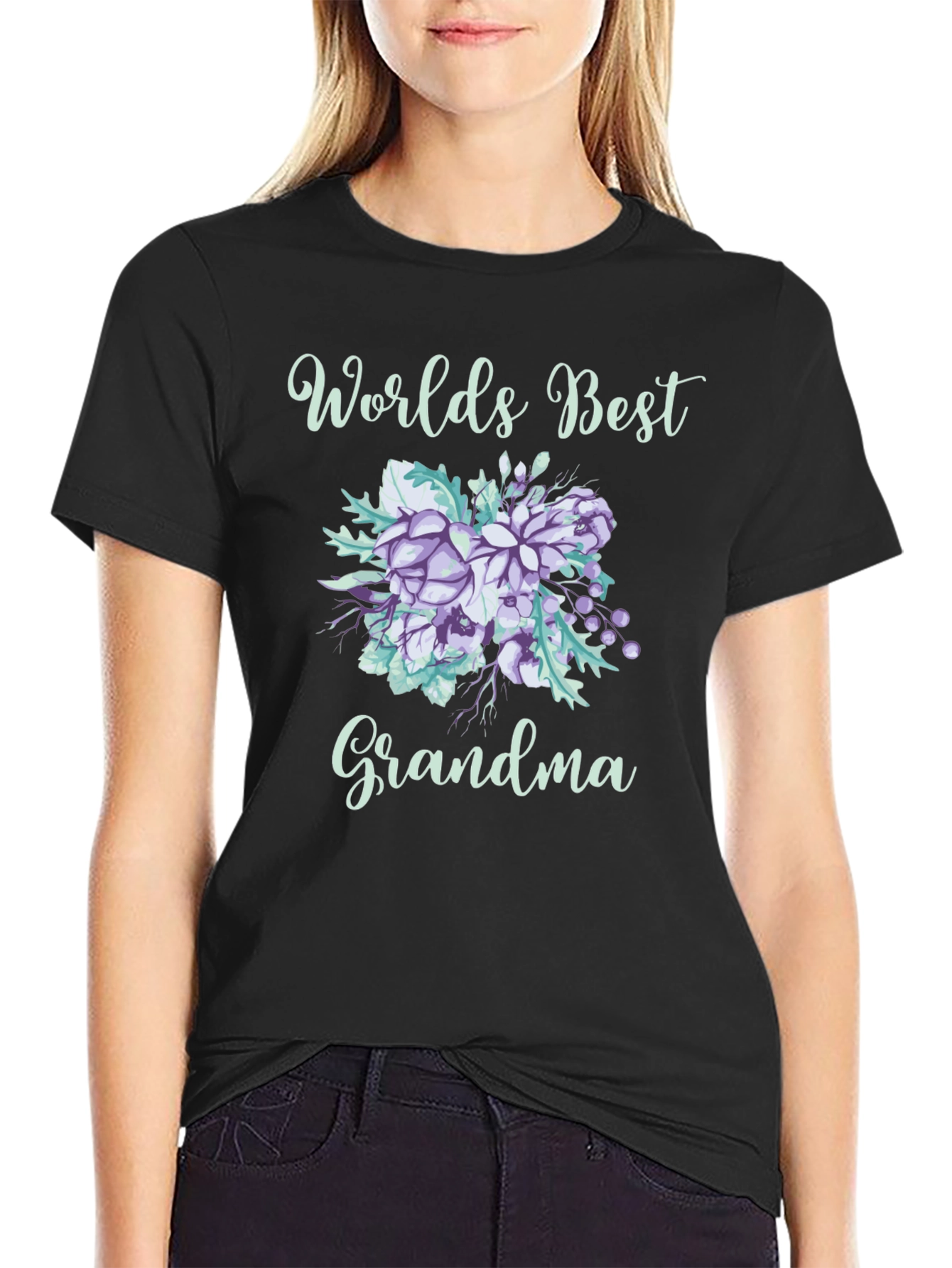 Worlds Best Grandma Floral T-Shirt