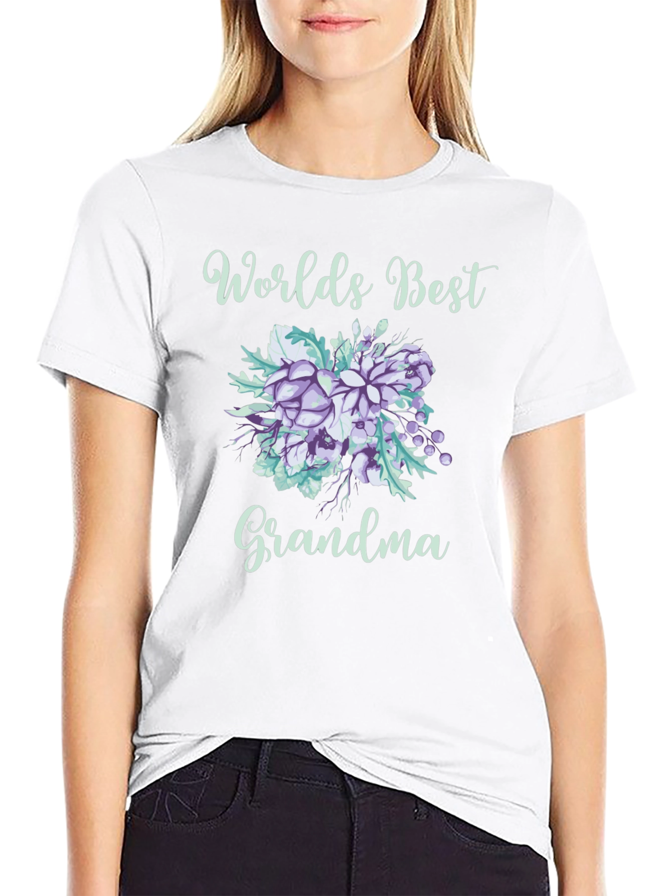 Worlds Best Grandma Floral T-Shirt