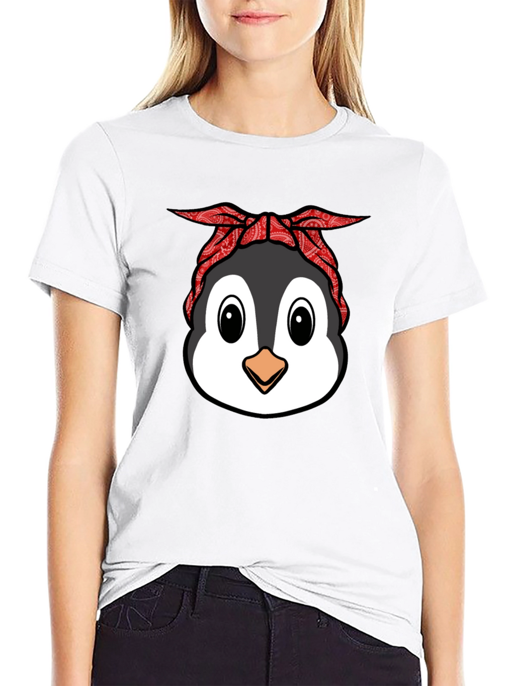 Cool Penguin Bandana Graphic T-Shirt