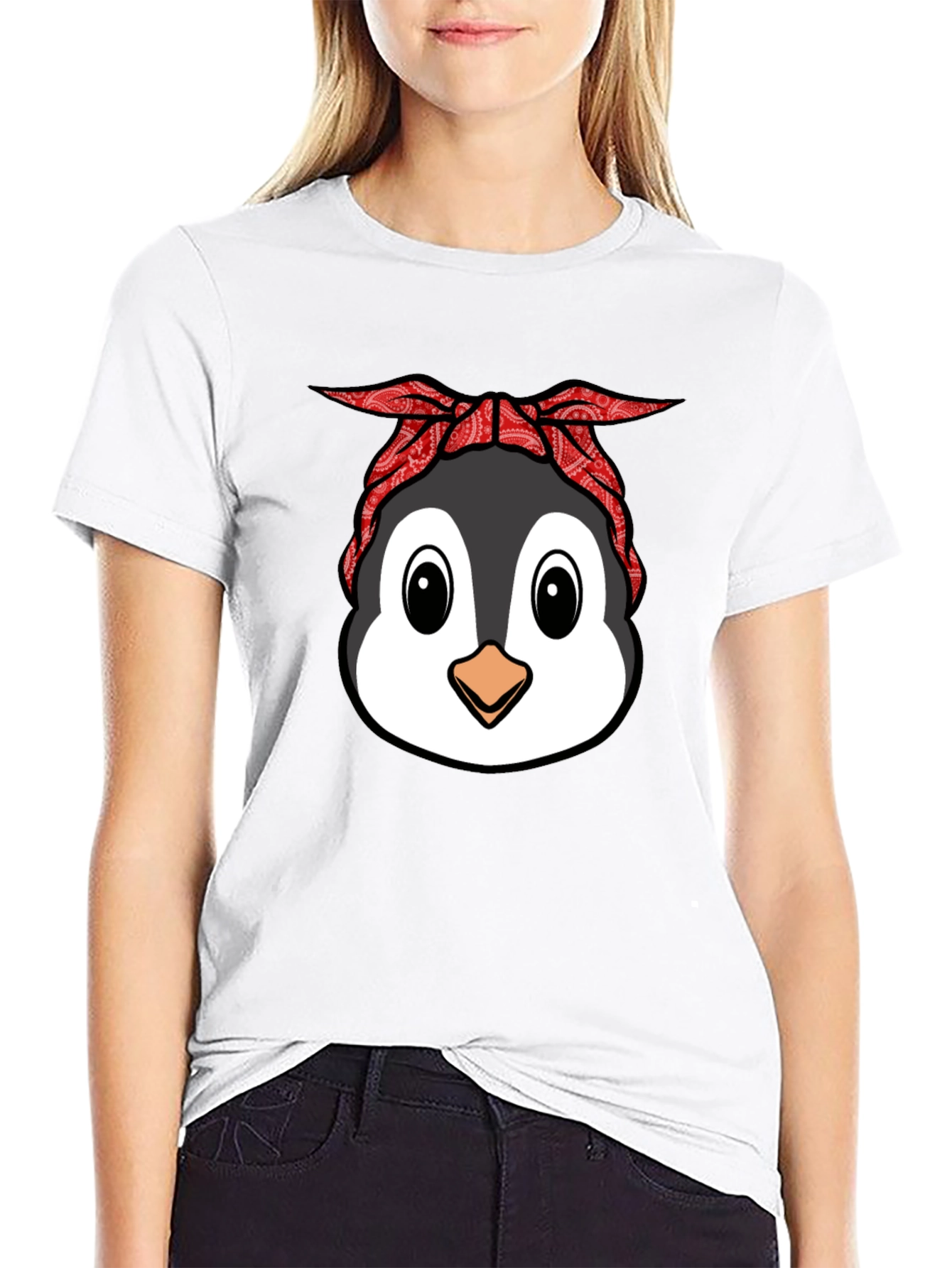 Cool Penguin Bandana Graphic T-Shirt