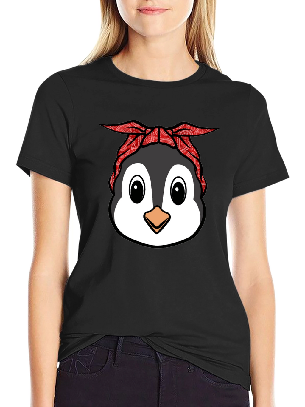 Cool Penguin Bandana Graphic T-Shirt