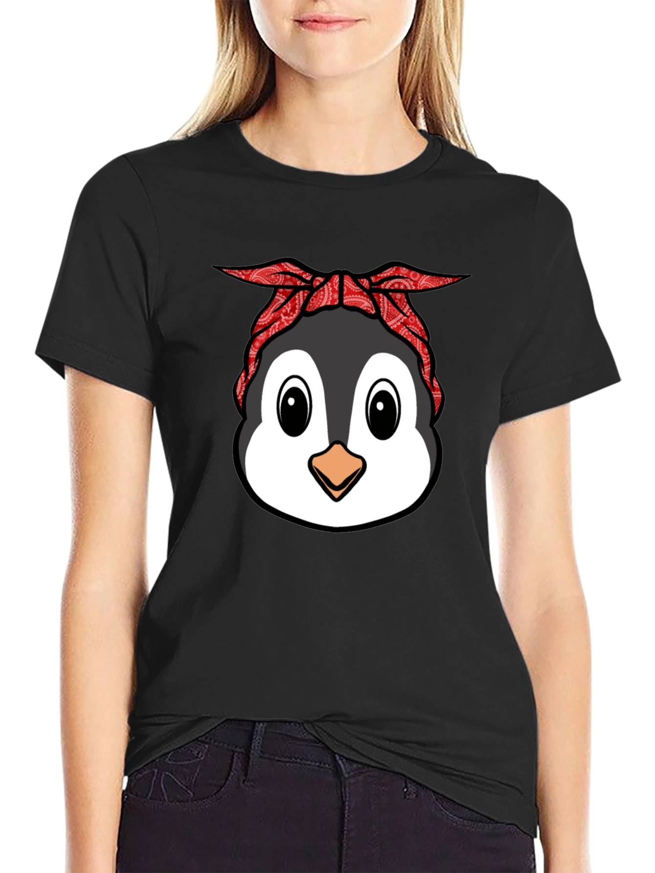 Cool Penguin Bandana Graphic T-Shirt
