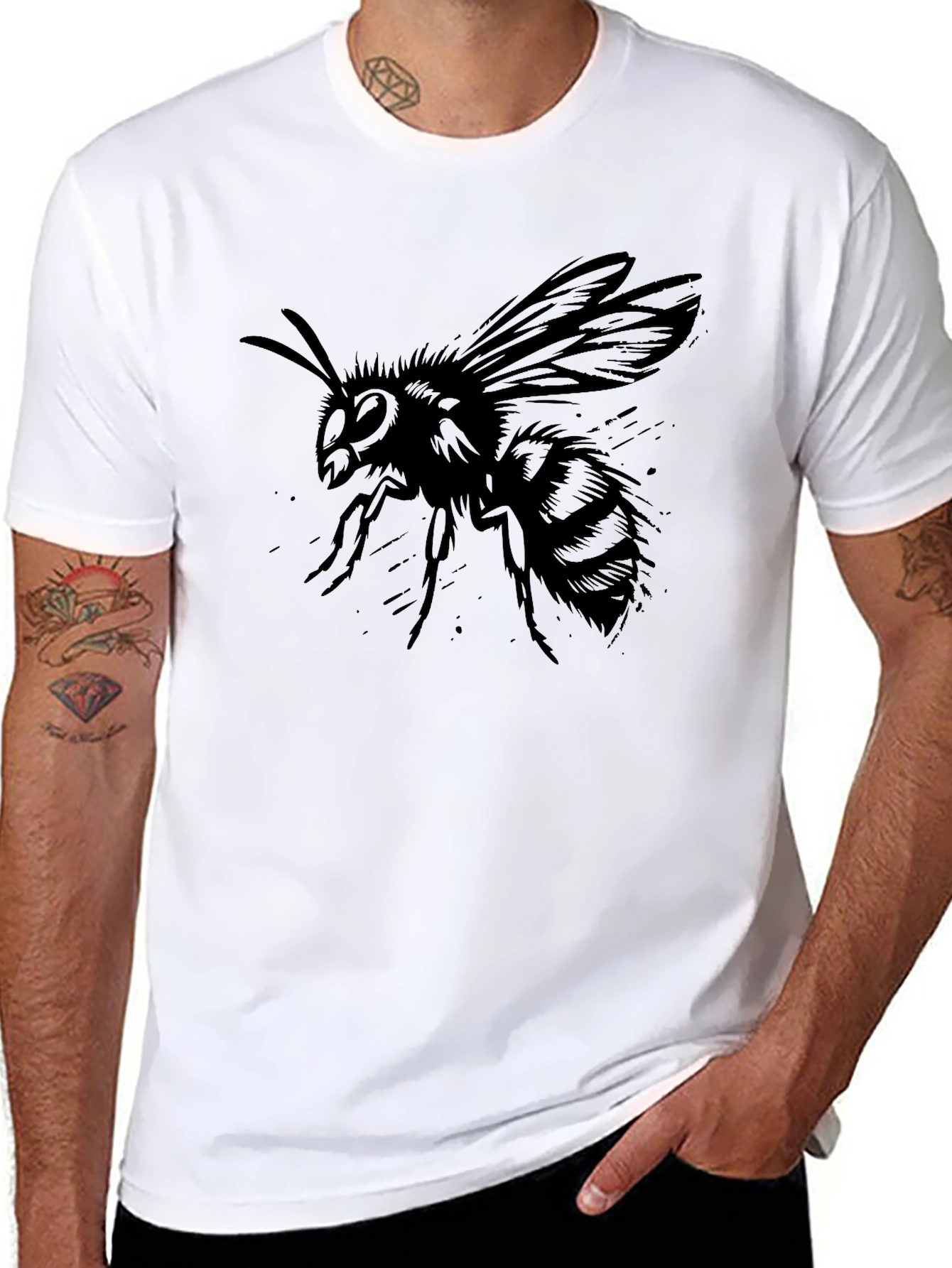 Mens Black Bee Graphic Tee