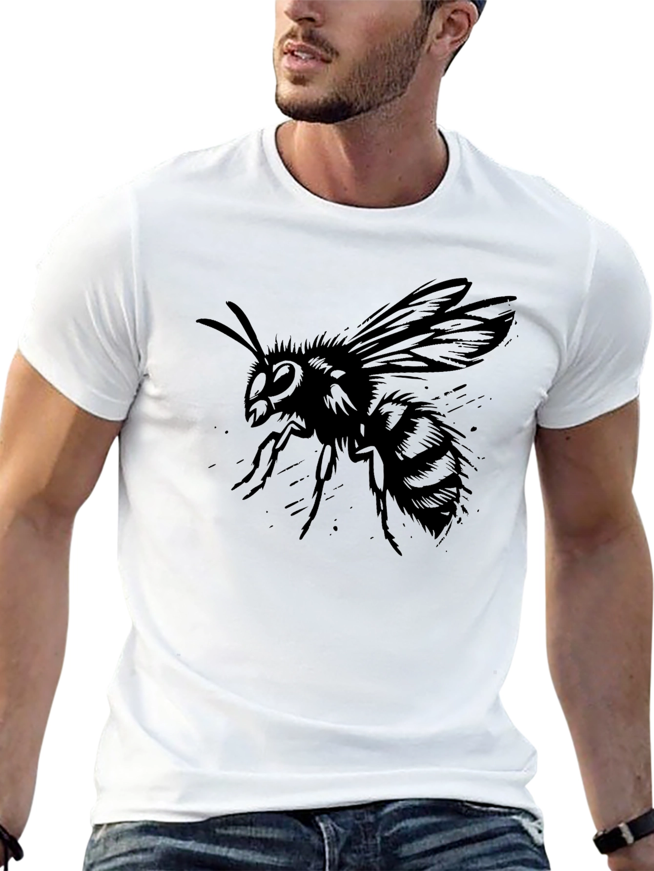 Mens Black Bee Graphic Tee