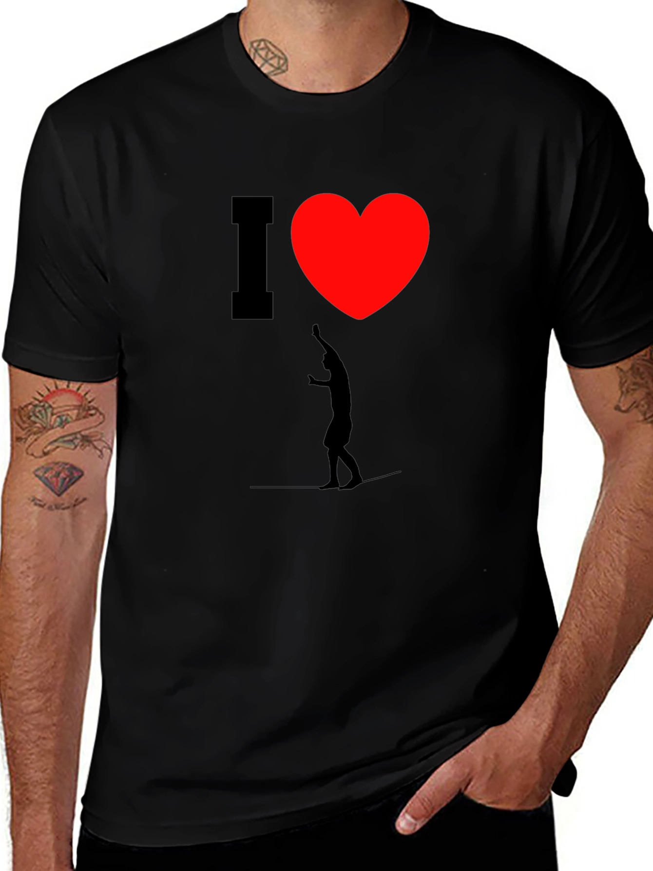 I Heart Slacklining Graphic Tee - Black Cotton