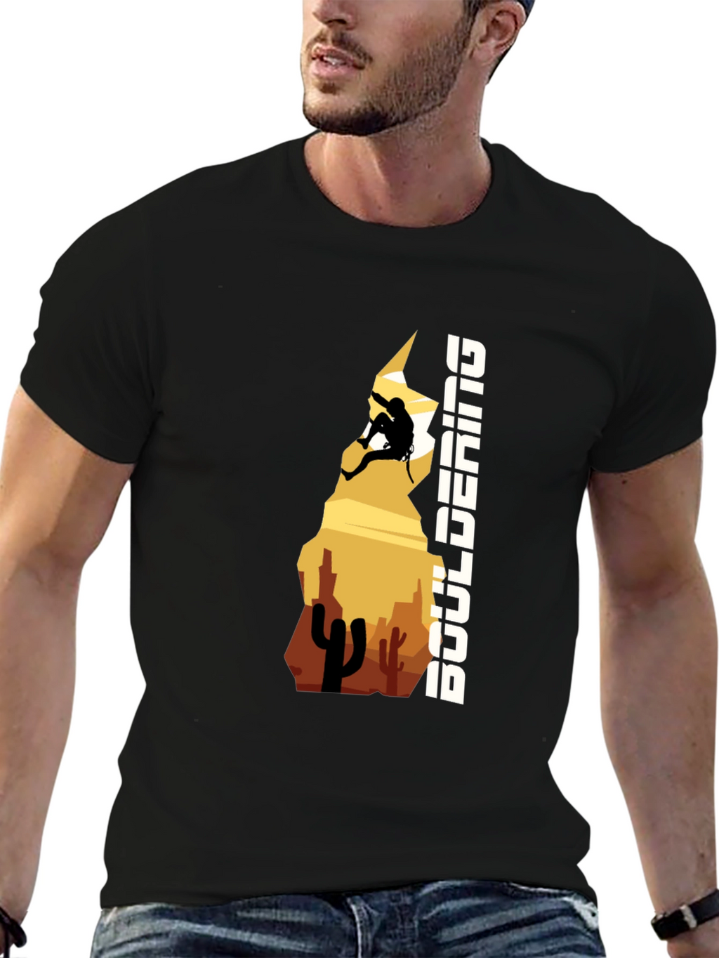 Bouldering Desert Climber Graphic Tee - Black